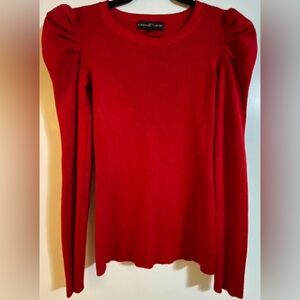 Almost Famous Red Pouf Sleeve Sweater Shirt Sz Medium